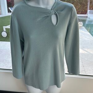 Philosophy Sage Green Blouse with Cut Out and Relaxed Fit